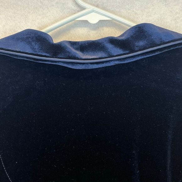 LAUREN RALPH LAUREN Robe Women's Small Blue Velvet Long Full Zip Collared Caftan - Picture 12 of 13